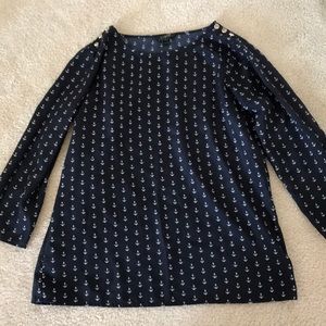 JCrew Navy Anchor Boatneck Top
